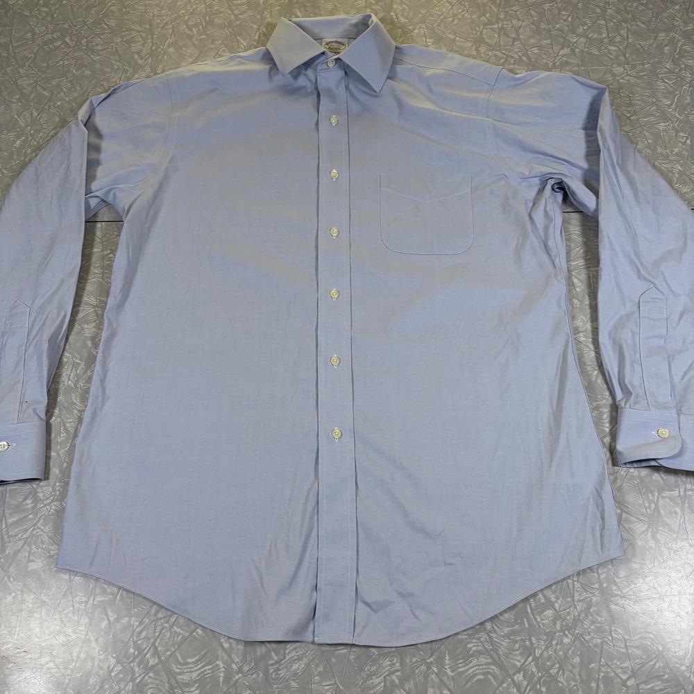 Brooks Brothers Regent Dress Shirt Mens 15.5 34 Blue Supima Cotton Non-Iron